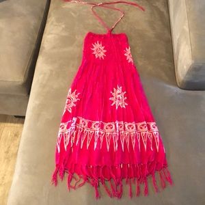 pink and white sundress/ cover up